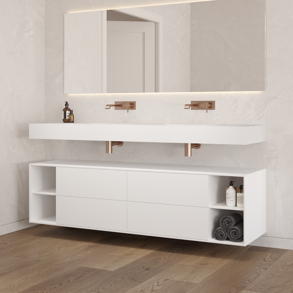 Apollo Classic Edge Bathroom Cabinet 4 Drawers 4 Shelves Luxe Size White Push Pull Side