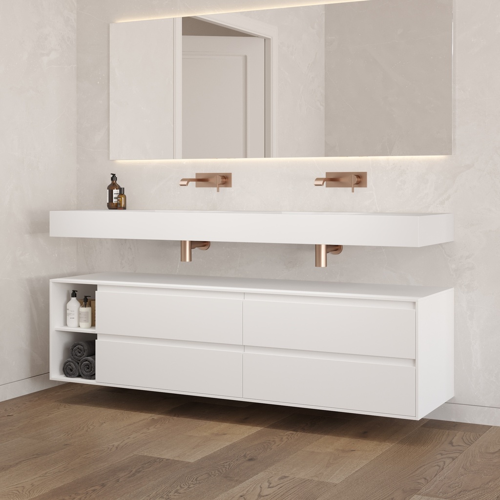 Apollo Classic Edge Bathroom Cabinet 4 Drawers 2 Shelves Luxe Size White Std handle Side