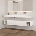 Apollo Classic Bathroom Cabinet 2 Aligned Drawers 2 Shelves Luxe Size White Push Pull Side