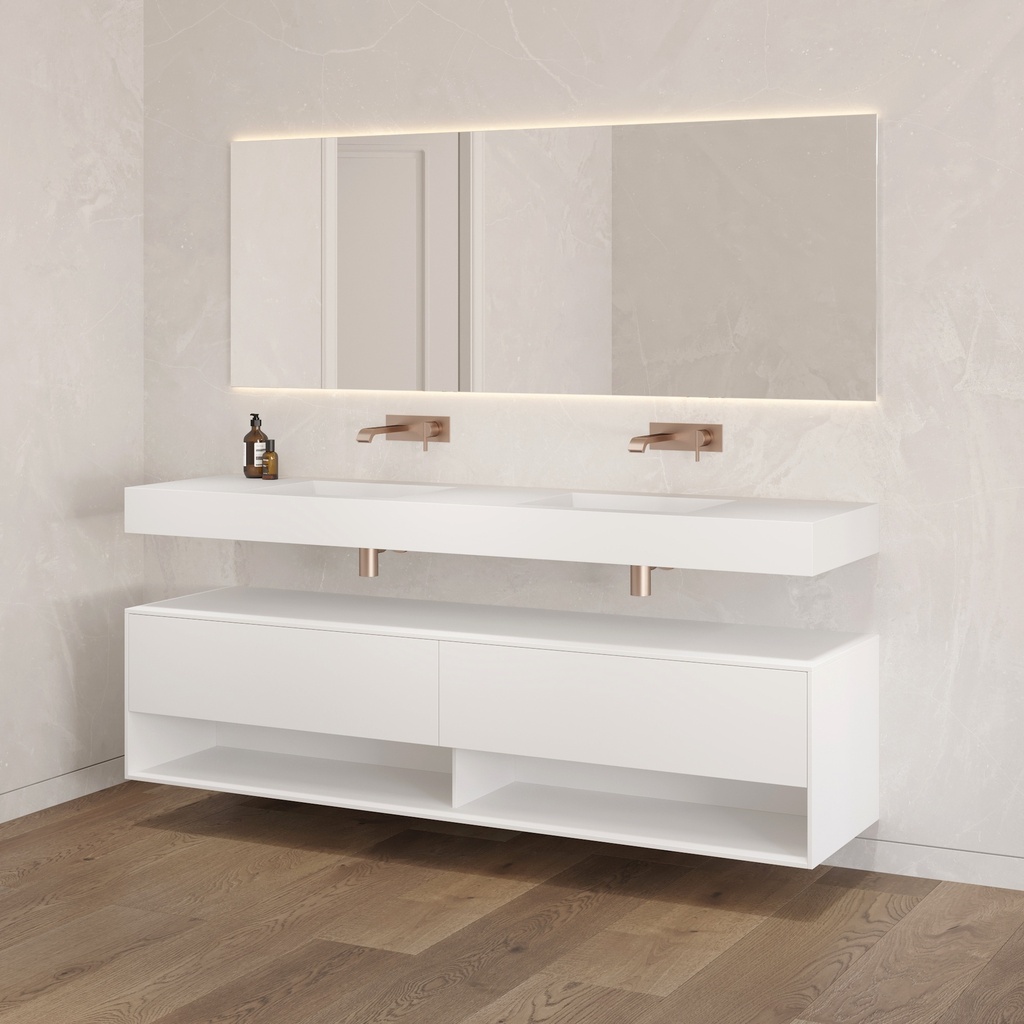Athena Classic Edge Bathroom Cabinet 2 Aligned Drawers 1 Shelf Luxe Size White Push Pull Side