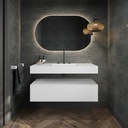 Gaia Corian Edge Bathroom Cabinet 1 Drawer  White Push Front View