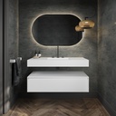 Gaia Corian Edge Bathroom Cabinet 1 Drawer  White Std handle Front View