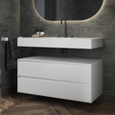 Gaia Corian Edge Bathroom Cabinet 2 Stacked Drawers  White Std handle Side View