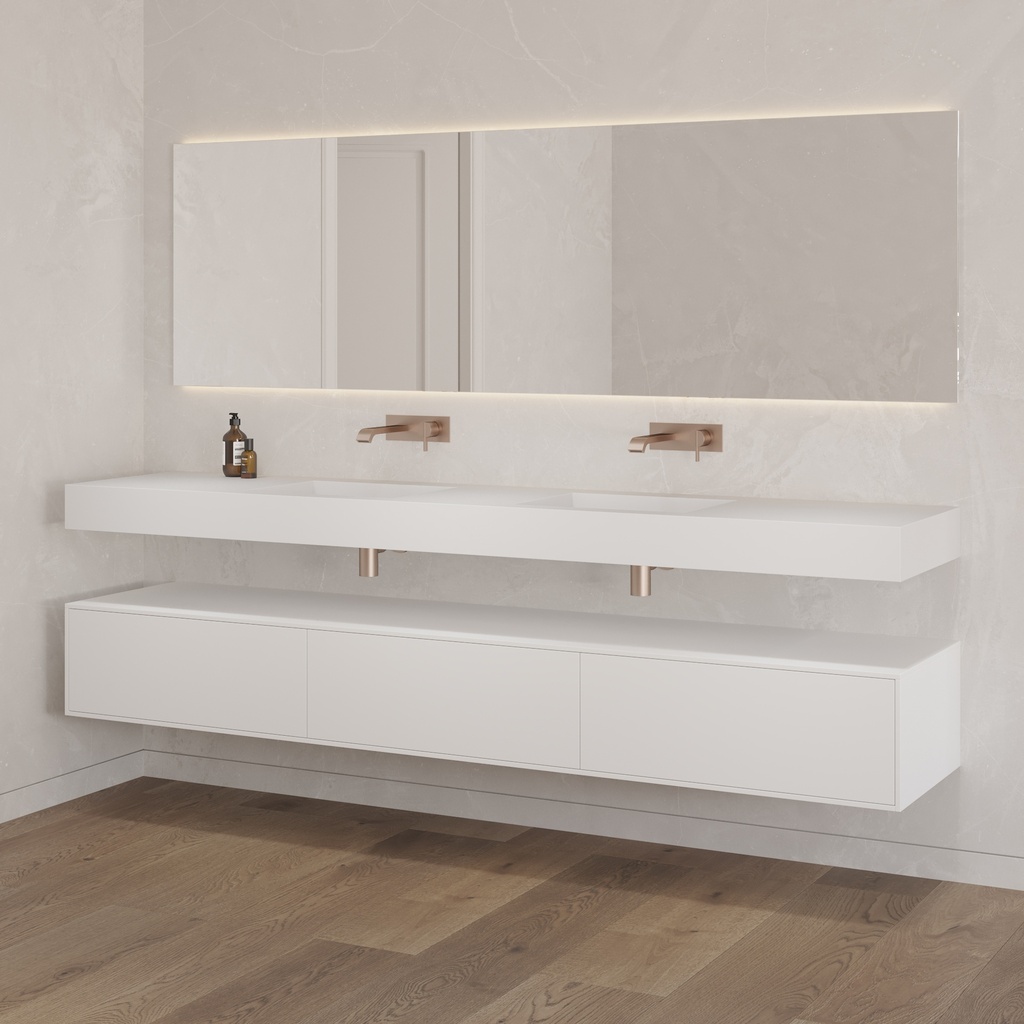 Gaia Classic Edge Bathroom Cabinet 3 Aligned Drawers  White Push Side View