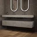 Gaia Corian Bathroom Cabinet 2 Aligned Drawers Ash_Aggregates Std handle Side View