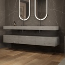 Gaia Corian Bathroom Cabinet 3 Aligned Drawers Ash Aggregates Push Side View