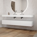 Gaia Corian Bathroom Cabinet 3 Aligned Drawers  White Push Side View