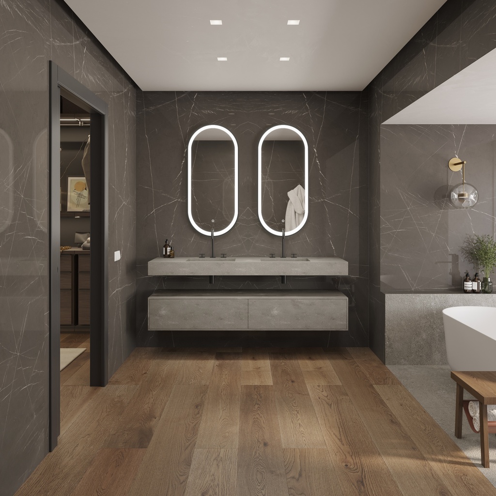 Gaia Corian Edge Bathroom Cabinet 2 Aligned Drawers Ash_Aggregates Push Overview