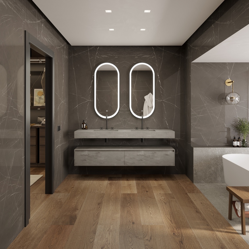 Gaia Corian Edge Bathroom Cabinet 2 Aligned Drawers Ash_Aggregates Std handle Overview
