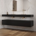 Gaia Corian Edge Bathroom Cabinet 2 Aligned Drawers Deep_Nocturne Std handle Side View