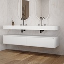 Gaia Corian Edge Bathroom Cabinet 2 Aligned Drawers  White Std handle Side View