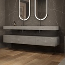 Gaia Corian Edge Bathroom Cabinet 3 Aligned Drawers Ash_Aggregates Push Side View