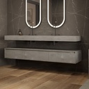 Gaia Corian Edge Bathroom Cabinet 3 Aligned Drawers Ash_Aggregates Std handle Side View