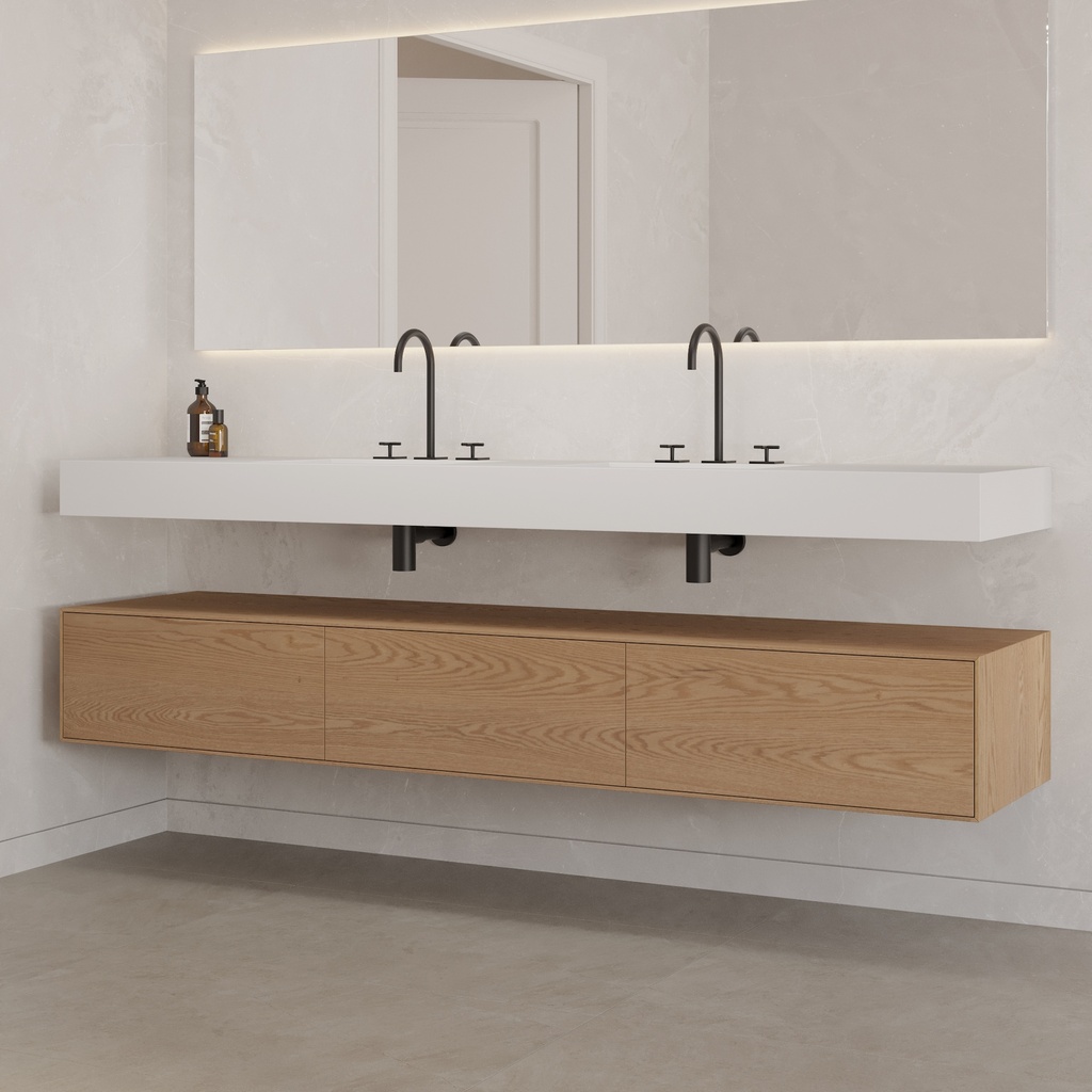 Gaia Wood Edge Bathroom Cabinet 3 Aligned Drawers  Pure Push Side View