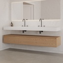 Gaia Wood Edge Bathroom Cabinet 3 Aligned Drawers  Pure Std handle Side View
