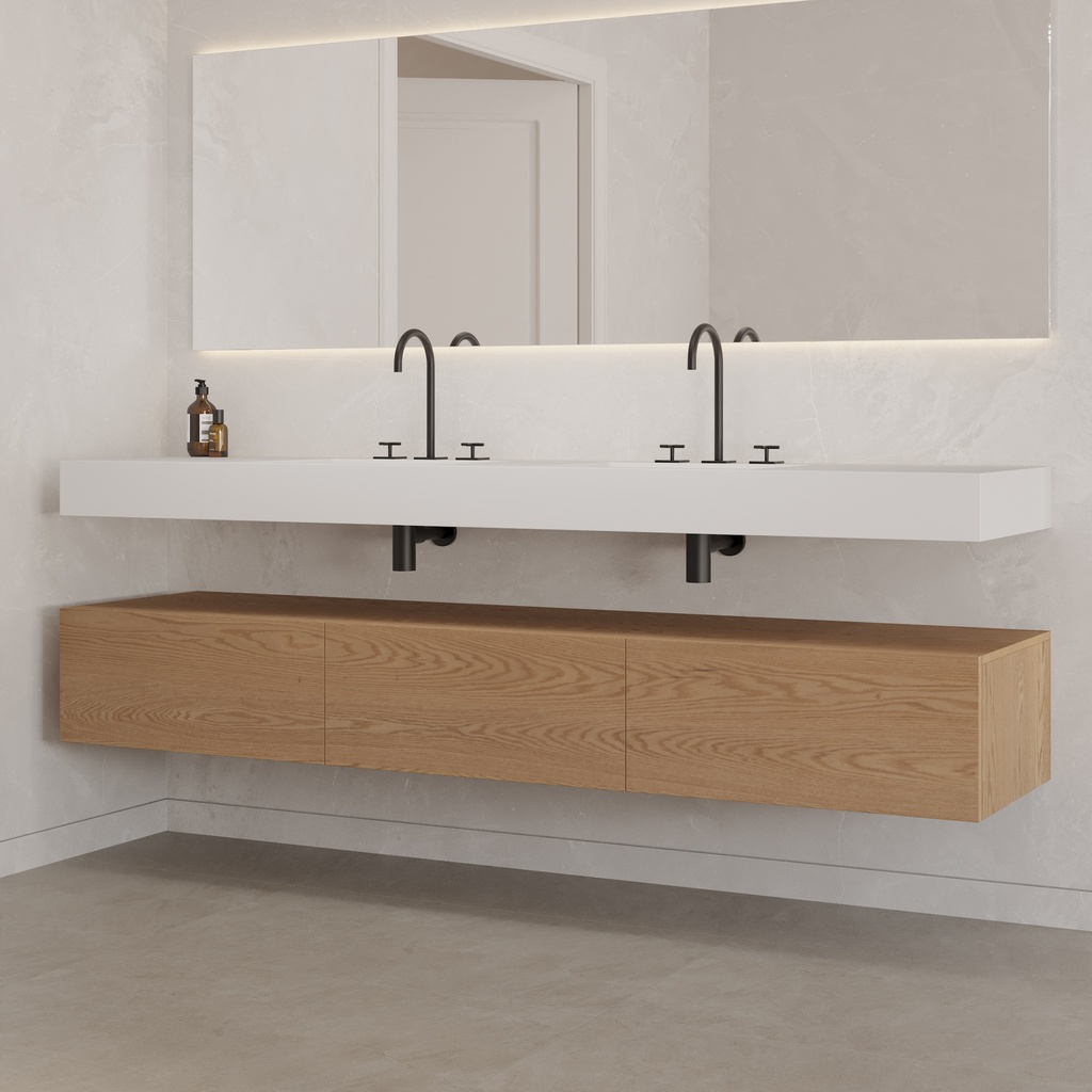 Gaia Wood Bathroom Cabinet 3 Aligned Drawers  Pure Push Side View