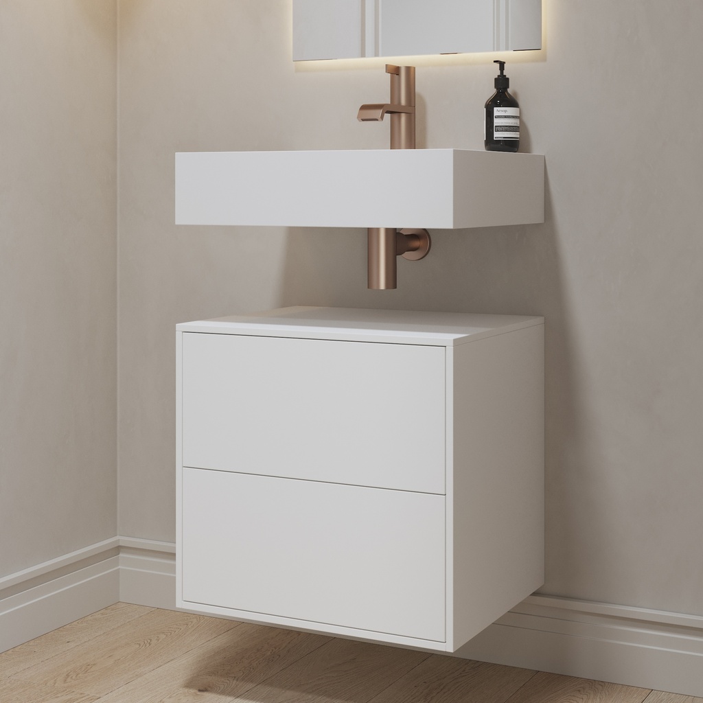Gaia Classic Edge Bathroom Cabinet 2 Stacked Drawers Mini White Push Side View