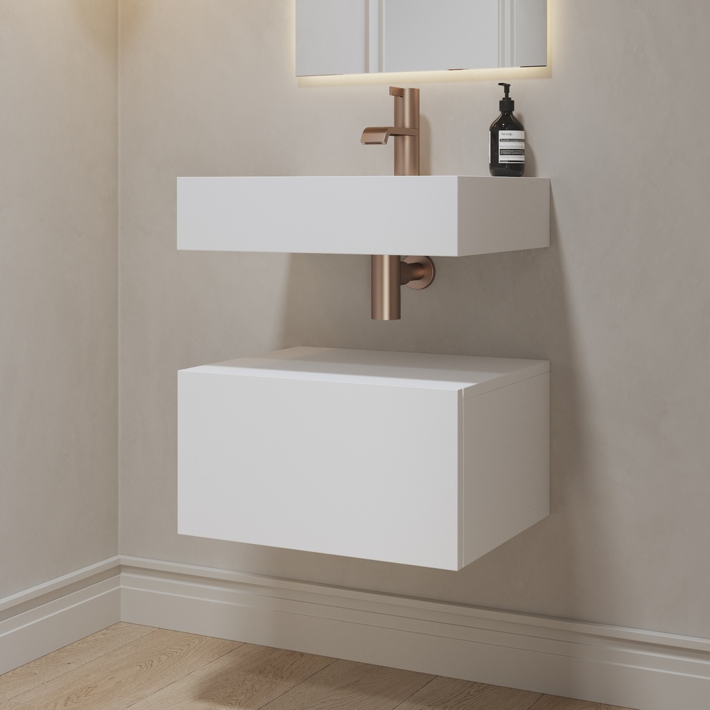 Gaia Classic Bathroom Cabinet 1 Drawer Mini White Push Side View