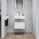 Gaia Corian Edge Bathroom Cabinet 1 Drawer Mini White Std handle Front View