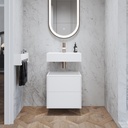 Gaia Corian Edge Bathroom Cabinet 2 Stacked Drawers Mini White Push Front View