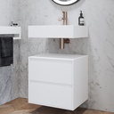 Gaia Corian Edge Bathroom Cabinet 2 Stacked Drawers Mini White Std handle Side View