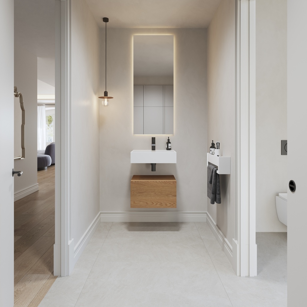 Gaia Wood Bathroom Cabinet 1 Drawer Mini Pure Push Overview