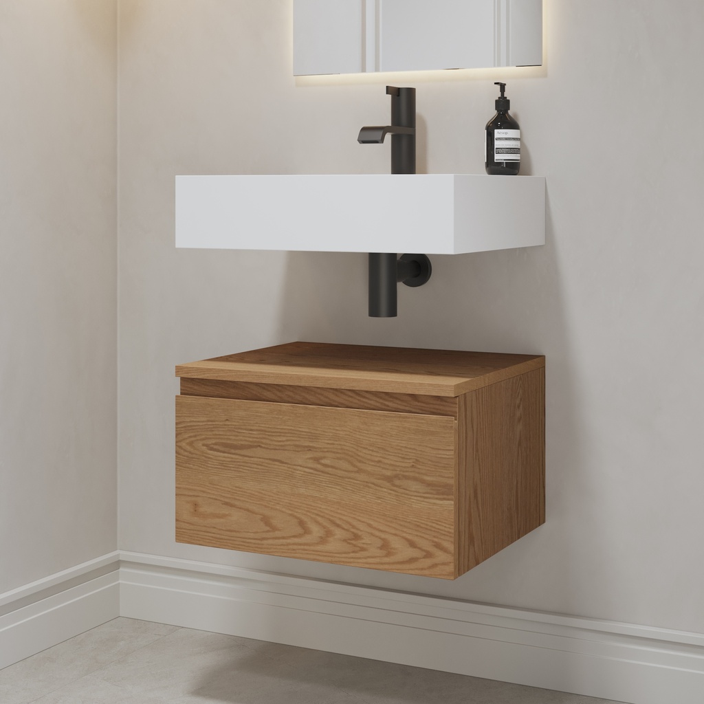 Gaia Wood Bathroom Cabinet 1 Drawer Mini Pure Std handle Side View