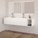 Apollo Classic Edge Vanity Unit with Corian Basin 2 Aligned Drawers 1 Shelf Luxe Size White Push Pull Side
