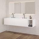 Apollo Classic Edge Vanity Unit with Corian Basin 2 Aligned Drawers 1 Shelf Luxe Size White Std handle Side