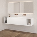 Apollo Classic Vanity Unit with Corian Basin 2 Aligned Drawers 2 Shelves Luxe Size White Std handle Side