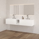 Artemis Classic Edge Vanity Unit with Corian Basin 2 Aligned Drawers 1 Shelf Luxe Size White Push Pull Side
