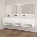 Athena Classic Edge Vanity Unit with Corian Basin 3 Aligned Drawers 1 Shelf Luxe Size White Std handle Side