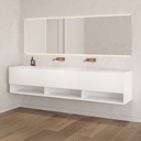 Athena Classic Vanity Unit with Corian Basin 3 Aligned Drawers 1 Shelf Luxe Size White Push Pull Side