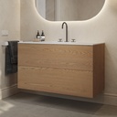 Gaia Wood Vanity Unit with Corian Basin 2 Stacked Drawers Pure Push Side View