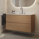 Gaia Wood Vanity Unit with Corian Basin 2 Stacked Drawers Pure Std handle Side View