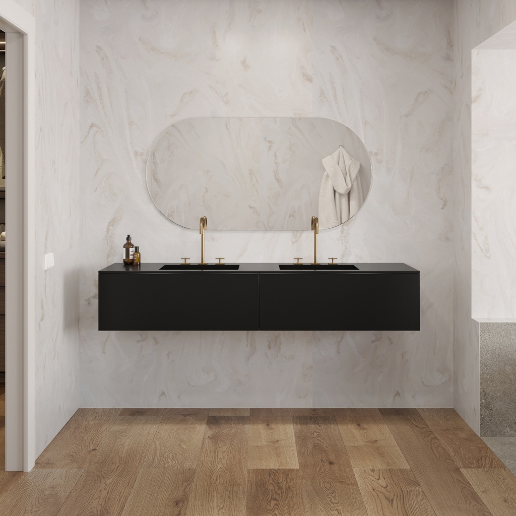 Gaia Corian Vanity Unit with Corian Basin 2 Aligned Drawers Luxe Size Deep_Nocturne Push Front View