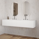 Gaia Corian Edge Vanity Unit with Corian Basin 2 Aligned Drawers Luxe Size White Push Side View