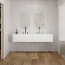 Gaia Corian Edge Vanity Unit with Corian Basin 2 Aligned Drawers Luxe Size White Push Front View