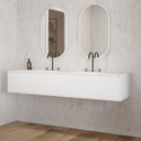 Gaia Corian Edge Vanity Unit with Corian Basin 2 Aligned Drawers Luxe Size White Std handle Side View