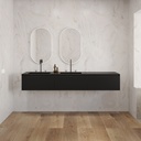 Gaia Corian Edge Vanity Unit with Corian Basin 3 Aligned Drawers Luxe Size Deep_Nocturne Std handle Front View