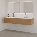 Gaia Wood Vanity Unit with Corian Basin 2 Aligned Drawers Luxe Size Pure Push Side View