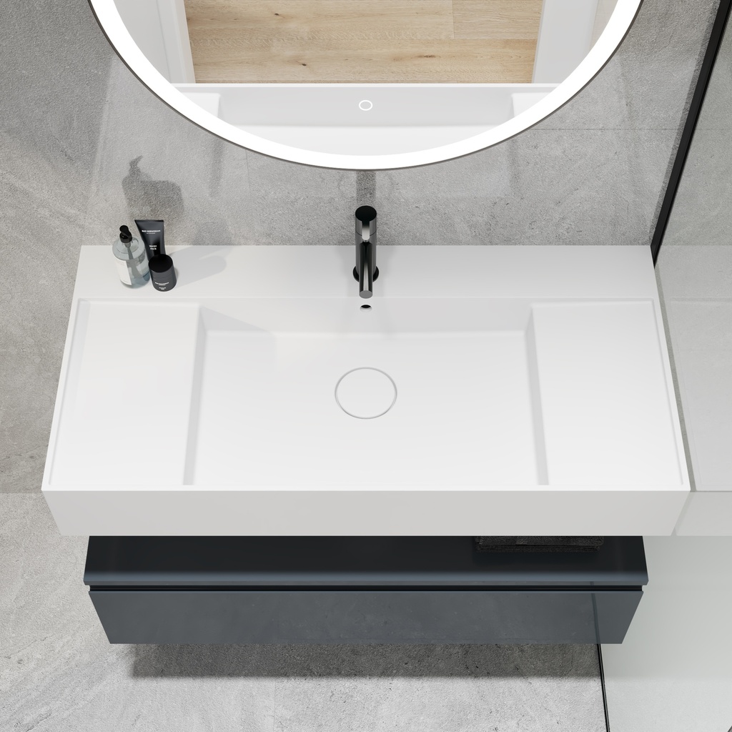 Auriga Corian Design Wall hung Washbasin   100cm White 100  Top