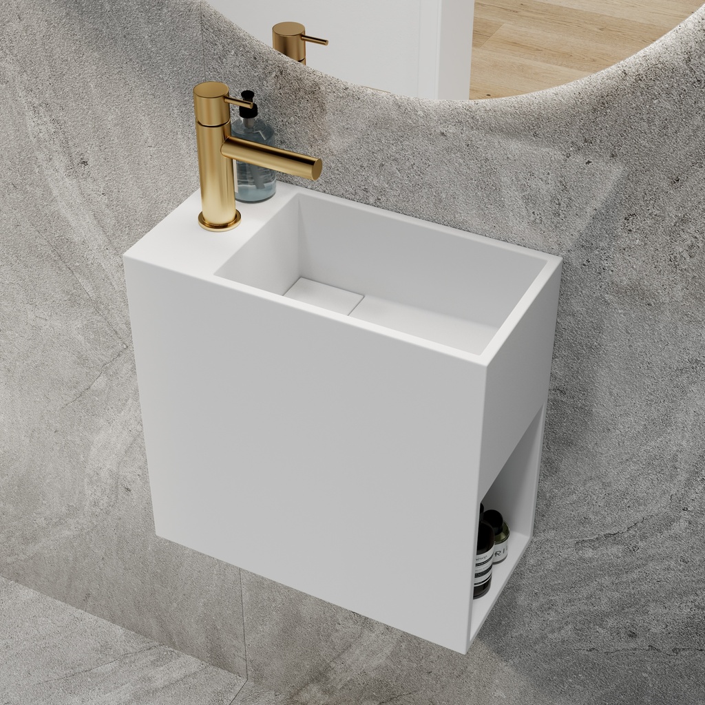 Orchid Corian Wall hung Washbasin White 40  Side