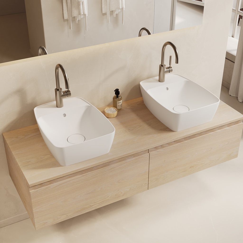 Ursa Plus Corian Design Countertop Washbasin White 38  Side