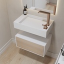 Gliese Slim Corian® Wall-Hung Washbasin | Mini Size - with Side Deck