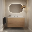 Gaia Wood Edge - Conjunto mueble con lavabo Corian® | 2 cajones superpuestos