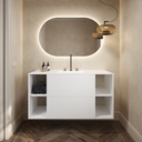 Apollo Classic - Set mobile & lavabo in Corian® | 2 cassetti sovrapposti - 4 scaffali