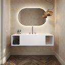 Apollo Classic Edge - Set mobile & lavabo in Corian® | 1 cassetto - 2 scaffali